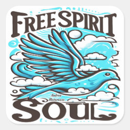 Adesivo Quadrado Pássaro Céu com Espírito Livre e Alma