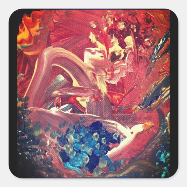 Adesivo Quadrado Pássaro Colorido e o lago (Frente)