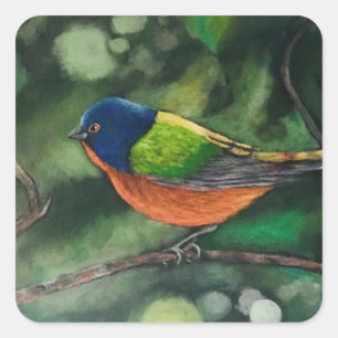 Adesivo Quadrado Pássaro de Bunting Pintado