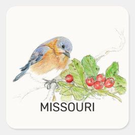 Adesivo Quadrado Pássaro e flor do Missouri