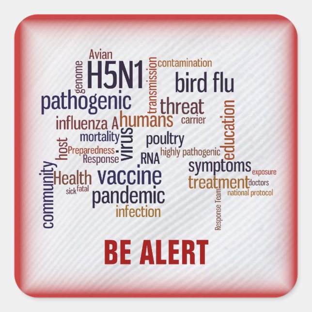 Adesivo Quadrado Pássaro Flu Sensibilização Nome da Pena Presente E (Frente)