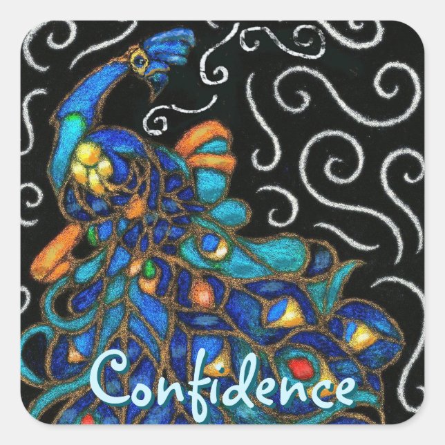 Adesivo Quadrado Pássaro Pêssego Pêssego Quimico Personalizado (Frente)