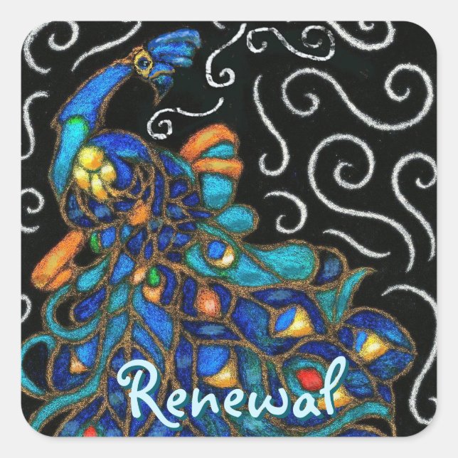 Adesivo Quadrado Pássaro Pêssego Pêssego Quimico Personalizado (Frente)