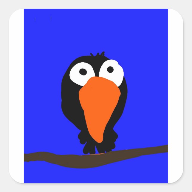 Adesivo Quadrado pássaro preto desenhando uraco (Frente)