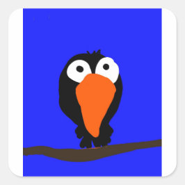 Adesivo Quadrado pássaro preto desenhando uraco