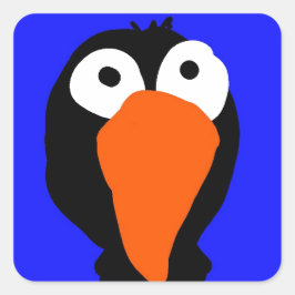 Adesivo Quadrado pássaro preto desenhando uraco