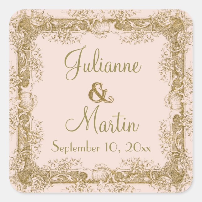 Adesivo Quadrado Pássaros Adoráveis Fazendo Selos De Casamentos vin (Frente)