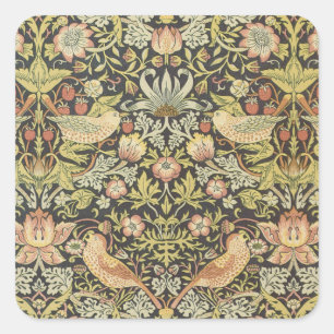 Adesivo Quadrado Pássaros antigos das flores de William Morris do