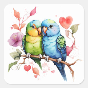 Adesivo Quadrado Pássaros de Amor Tão Doce