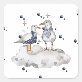 Adesivo Quadrado Pássaros de praia