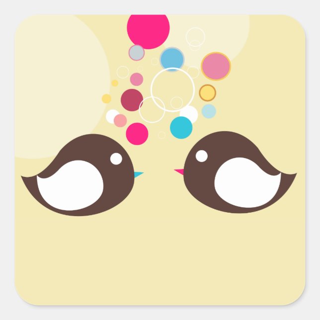 Adesivo Quadrado Pássaros Doce (Frente)