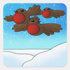 Adesivo Quadrado Pássaros Robin do Natal