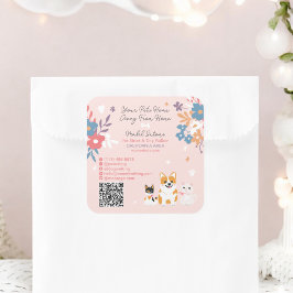 Adesivo Quadrado Passeador de cães bicho de estimação floral gracio