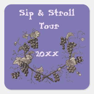 Adesivo Quadrado Passeio pela Vinha, Evento de Sip & Stroll