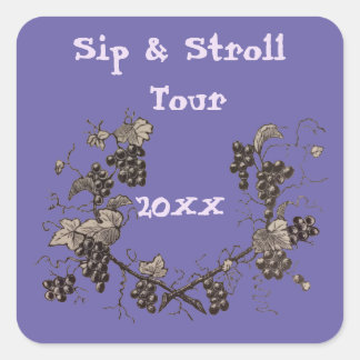 Adesivo Quadrado Passeio pela Vinha, Evento de Sip & Stroll