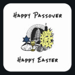 Adesivo Quadrado Passover inter-religioso e páscoa<br><div class="desc">Feriados inter-religiosos felizes do Passover e da páscoa às famílias que comemoram feriados judaicos e da páscoa.</div>