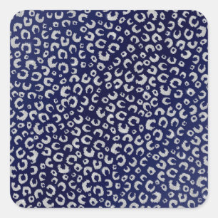 Adesivo Quadrado Pasta Azul Clássica Luminter Leopard Impressão Ani