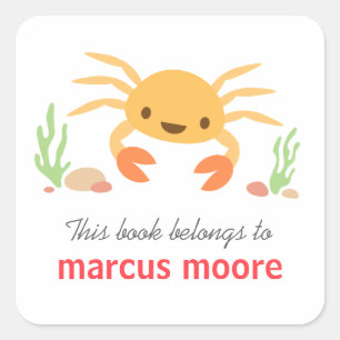 Adesivo Quadrado Pasta de cadernos de cartografia de caranguejo-kaw