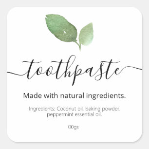 Adesivo Quadrado Pasta de dente Natural Orgânica