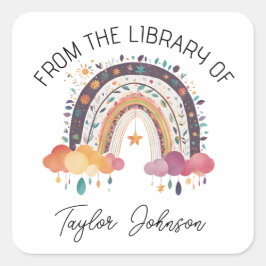 Adesivo Quadrado Pasta de livros bonitinho Arco-íris