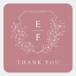 Adesivo Quadrado Pasta de Monograma de Cerejeira Rosa Simples