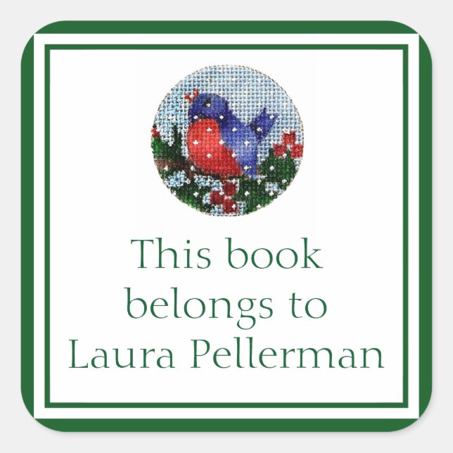 Adesivo Quadrado Pasta de pássaros azuis (Frente)