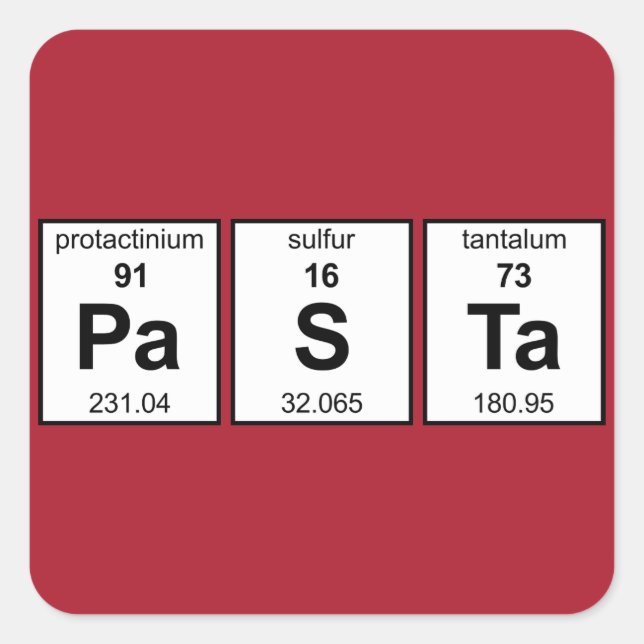 Adesivo Quadrado PaSTa Mesa periódica (Frente)