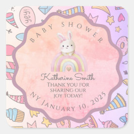 Adesivo Quadrado PASTEL babyshower Adorable Editable Celebration