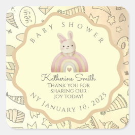 Adesivo Quadrado pastel beige Whimsical Pastel Stickers Babyshower
