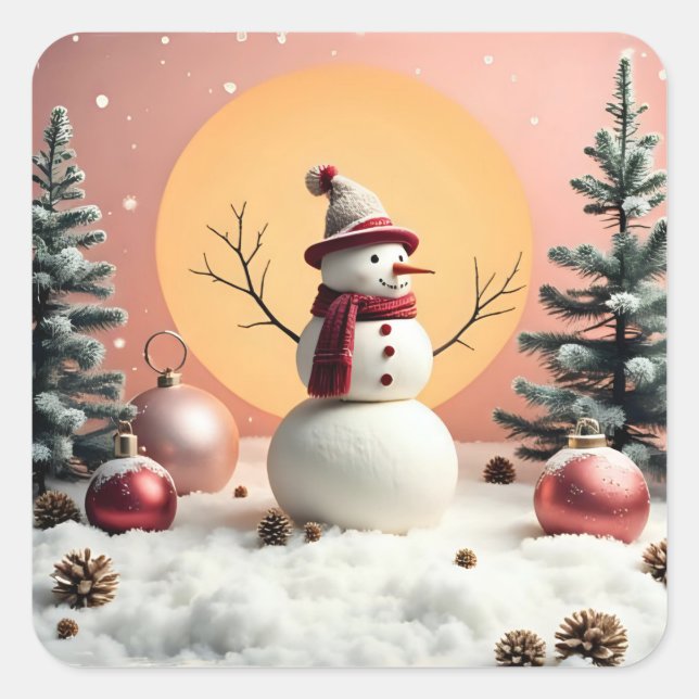 Adesivo Quadrado Pastel Christmas - Stickers (Frente)