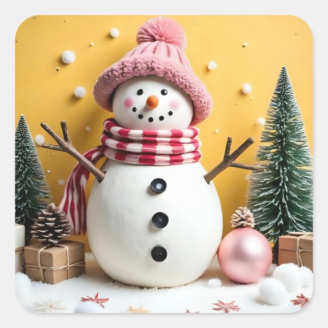 Adesivo Quadrado Pastel Christmas - Stickers (Frente)