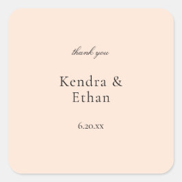 Adesivo Quadrado Pastel Cor-de-Rosa Esbranquiçado Obrigado