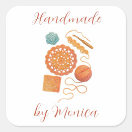 Adesivo Quadrado Pastel Crochet hook Yarn Watercolor Crocheting