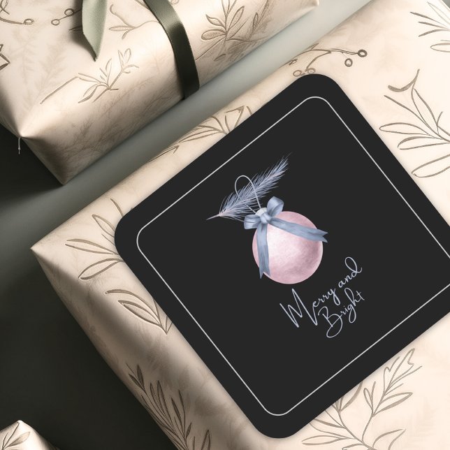 Adesivo Quadrado Pastel De Natal De Feliz Moderna E Ornamento Brilh (Criador carregado)