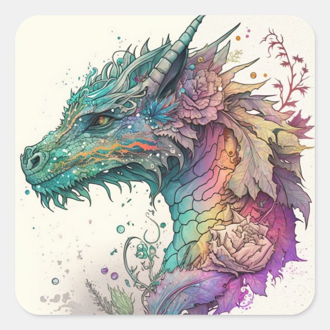 Adesivo Quadrado Pastel Dragon (Frente)