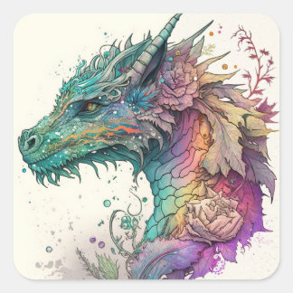Adesivo Quadrado Pastel Dragon