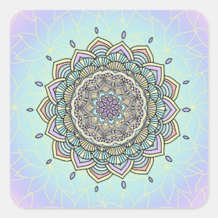 Adesivo Quadrado Pastel Glow Mandala ID359