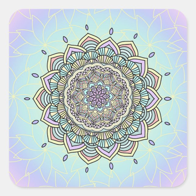 Adesivo Quadrado Pastel Glow Mandala ID359 (Frente)