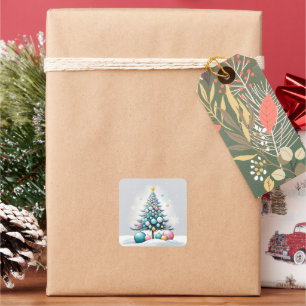 Adesivo Quadrado Pastel Natal Ornamentos Cor-de-Rosa Azul Sobredi