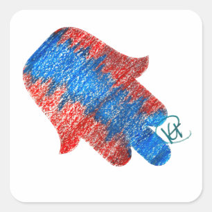 Adesivo Quadrado Pastel Patriotic Hamsa Art
