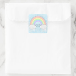Adesivo Quadrado Pastel Rainbow and Clouds Party Favkers