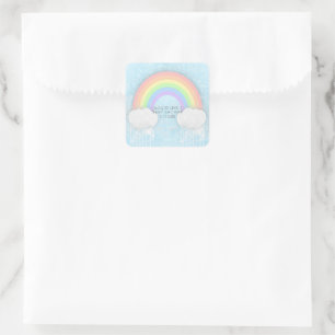 Adesivo Quadrado Pastel Rainbow and Clouds Party Favkers