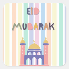 Adesivo Quadrado Pastel Rainbow Eid Mubarak Eid Gift