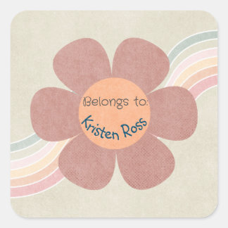 Adesivo Quadrado Pastel Retro Daisies & Rainbows pertence à Sticker