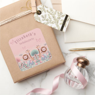 Adesivo Quadrado Pastel Safari - Selva de Aquarela  