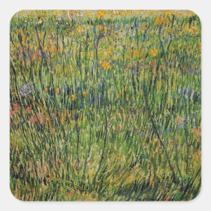 Adesivo Quadrado Pasto em Flor por Vincent van Gogh