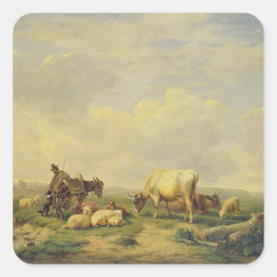 Adesivo Quadrado Pastor e rebanho, c.1880