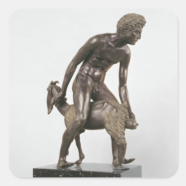 Adesivo Quadrado Pastor ordenhando cabra (Frente)