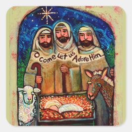 Adesivo Quadrado Pastores nos Vinheiros de Natal da Manger