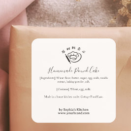 Adesivo Quadrado Pastry Chef Minimalist Bakery Ingredient Label